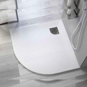 Plato de ducha semicircular de resina mineral Tecnobaño