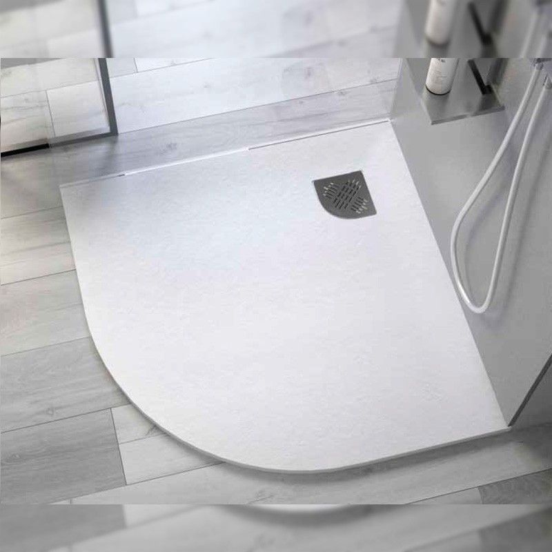 Plato de ducha semicircular de resina mineral Tecnobaño
