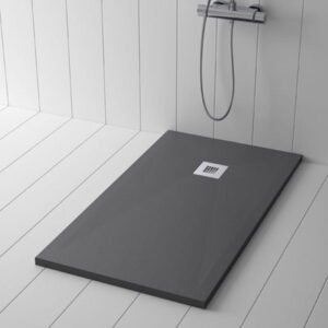 Plato de ducha textura lisa gris oscuro rectangular