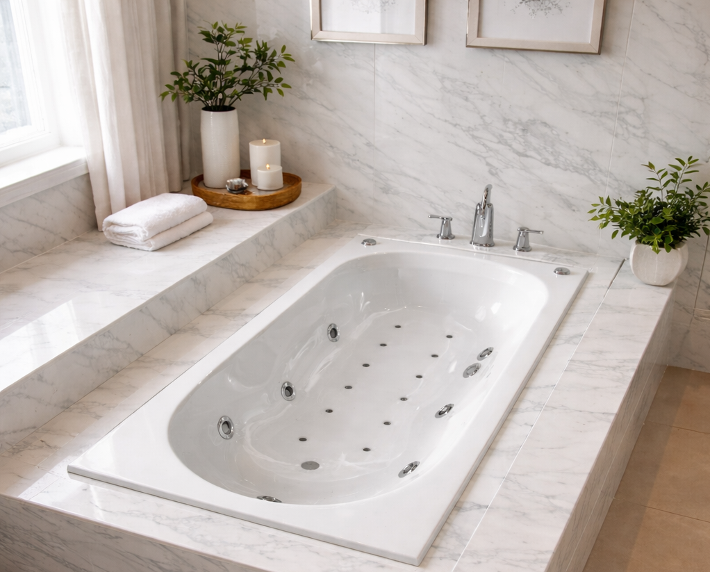 Bañera de hidromasaje blanca de resina modelo blower Tecnobaño