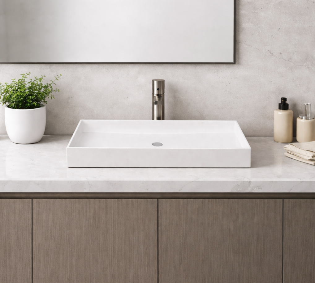 Lavabo sobre encimera blanco en resina Tecnobaño
