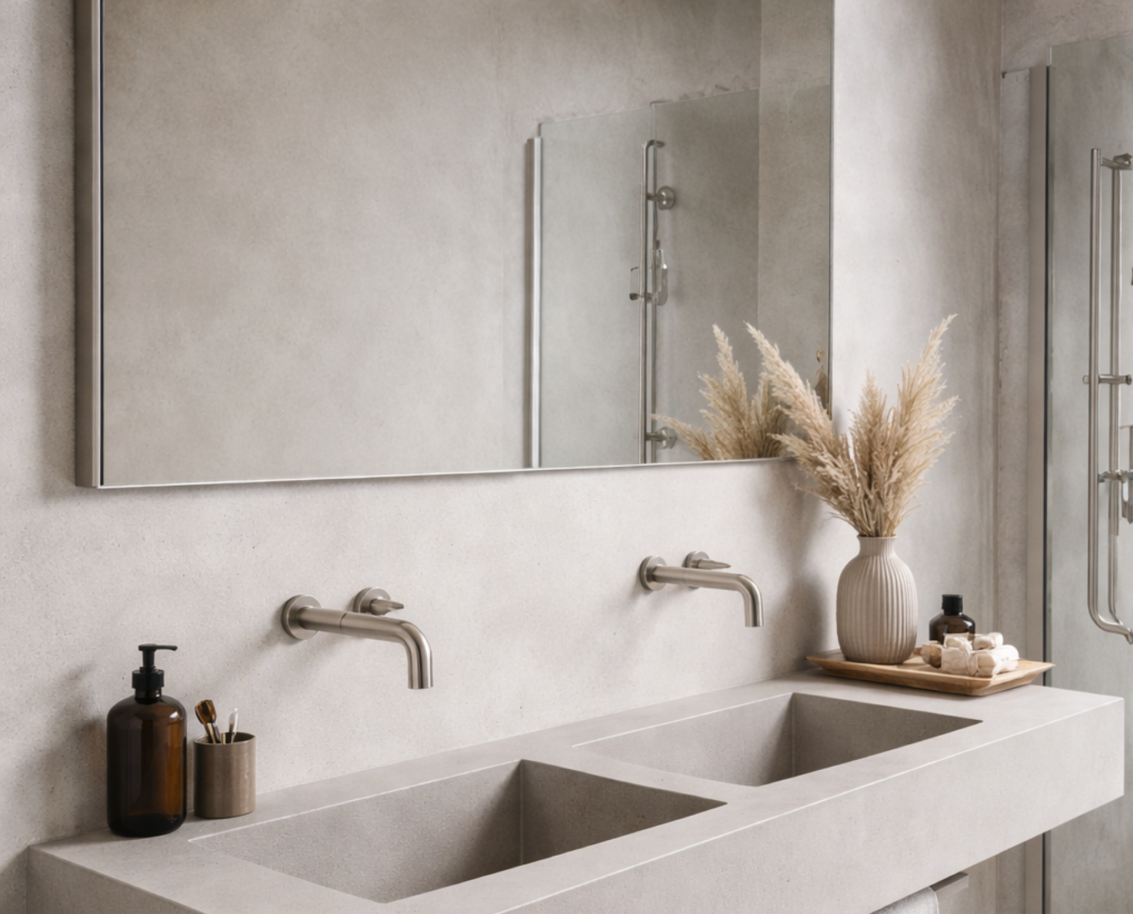 Lavabo encastrado en resina doble Tecnobaño